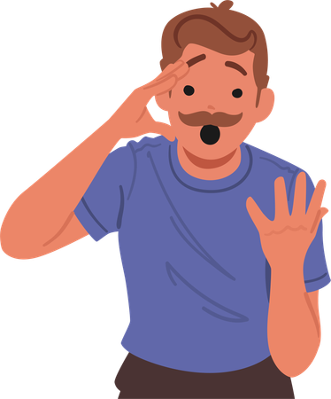 Man having shocked expression  Illustration