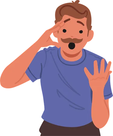 Man having shocked expression  Illustration