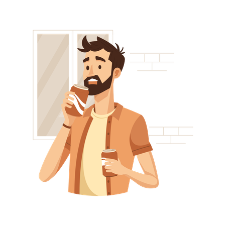 Man having Soft Drink Addiction  Illustration