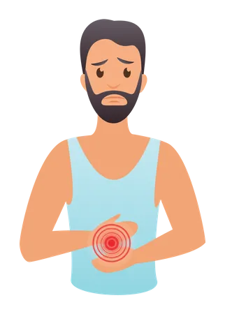 Man having stomach pain  Illustration