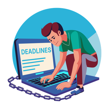 Man having stress for business deadline  Illustration