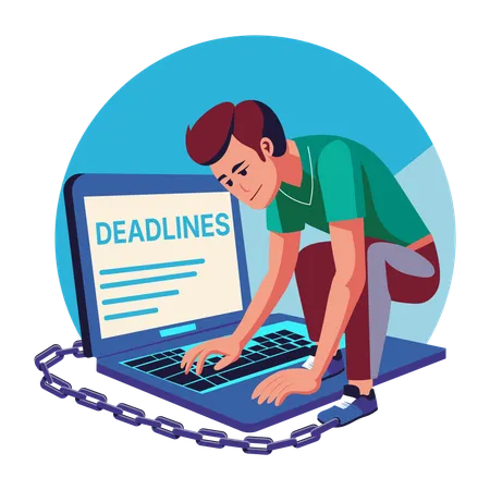 Man having stress for business deadline  Illustration