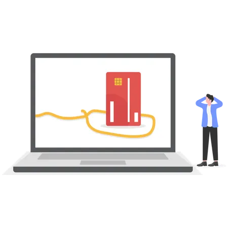 Man having stress for credit card trap  Illustration