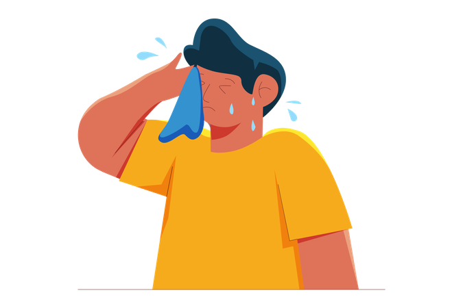 Man having sweat due to hot temperature Illustration