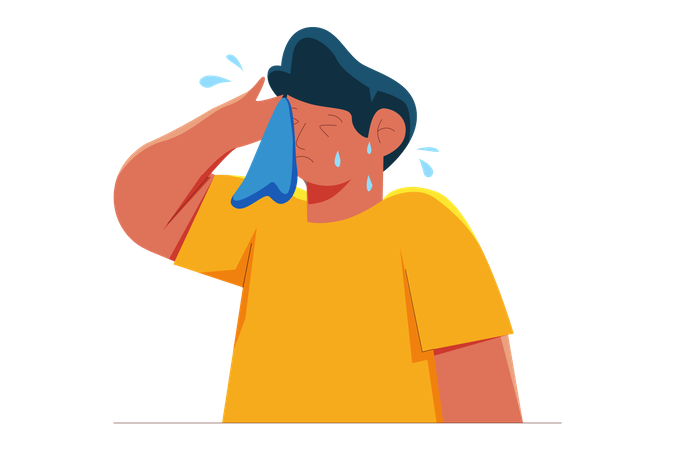 Man having sweat due to hot temperature  Illustration