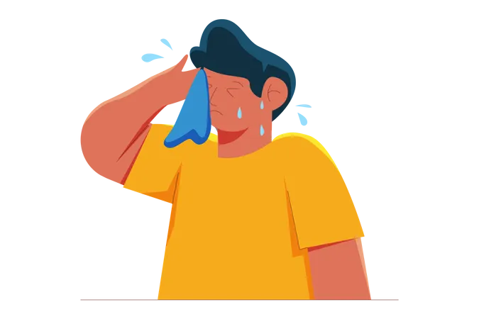 Man having sweat due to hot temperature  Illustration