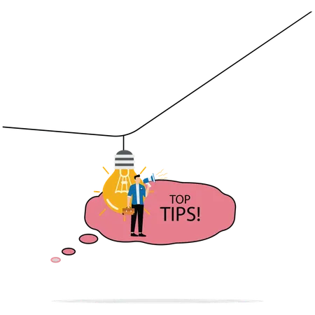 Man having top tips for Useful knowledge  Illustration
