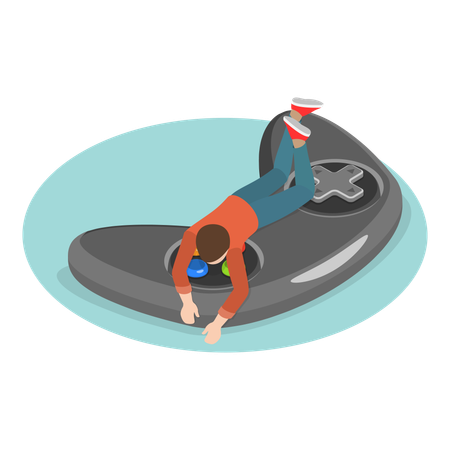 Man having video game addiction  Illustration