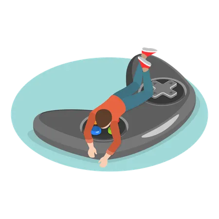 Man having video game addiction  Illustration
