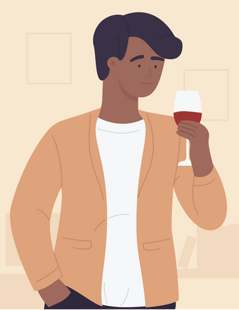 Man Having wine  Illustration