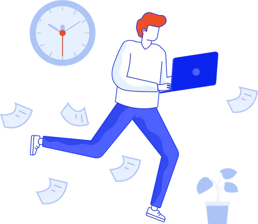 Man having Workload Management  Illustration