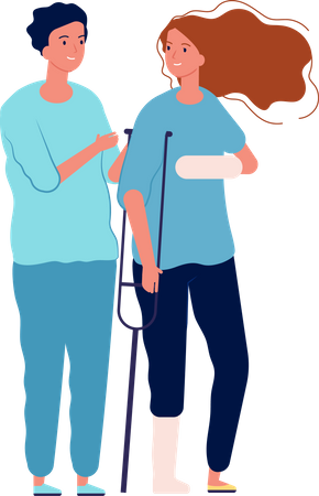 Man helping handicap woman  Illustration