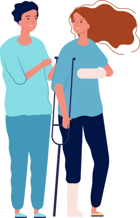 Man helping handicap woman  Illustration