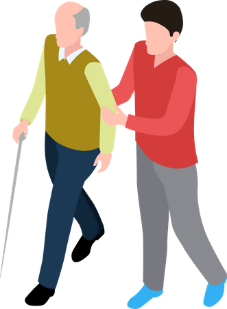 Man helping old man  Illustration