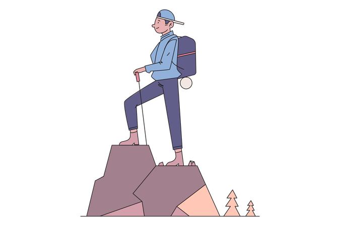 Man Hiking Illustration