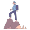 illustration climbing with hand