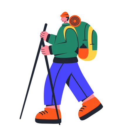 Man Hiking Illustration Illustration