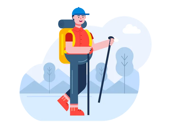 Man hiking  Illustration