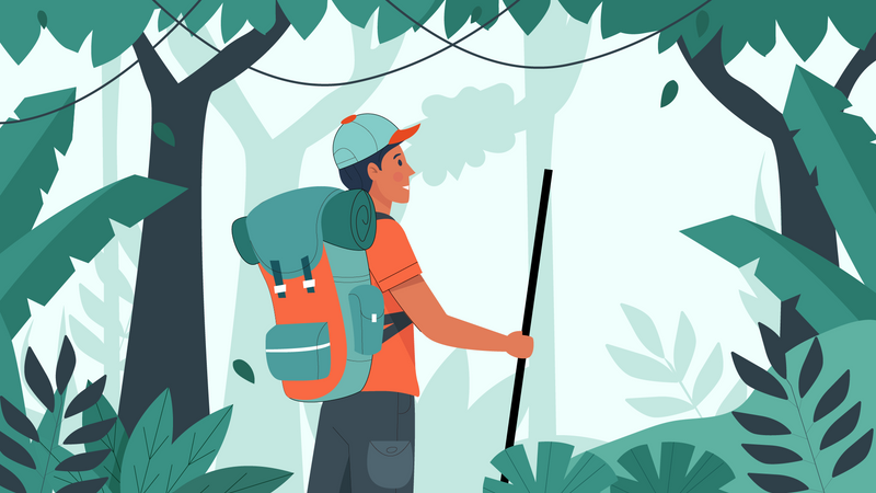 Man hiking  Illustration