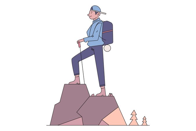 Man Hiking  Illustration