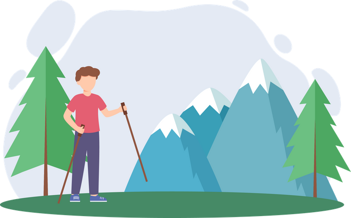 Man hiking  Illustration