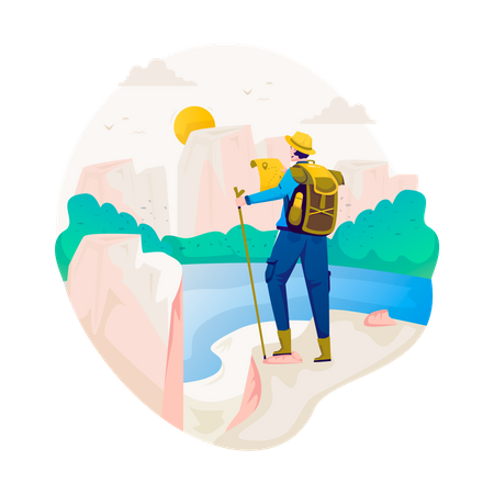 Man hiking  Illustration