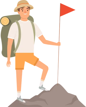 Man hiking mountain  Illustration