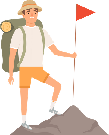 Man hiking mountain  일러스트레이션