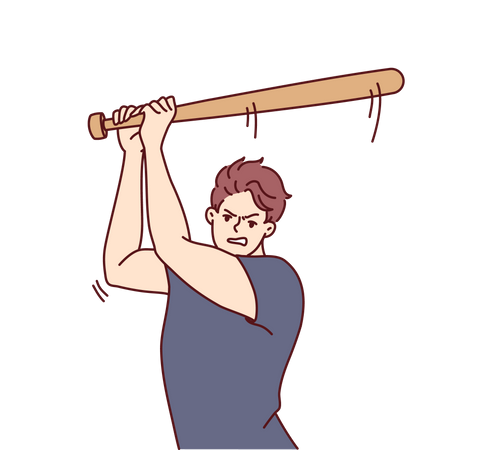 Man hitting with basebat  Illustration