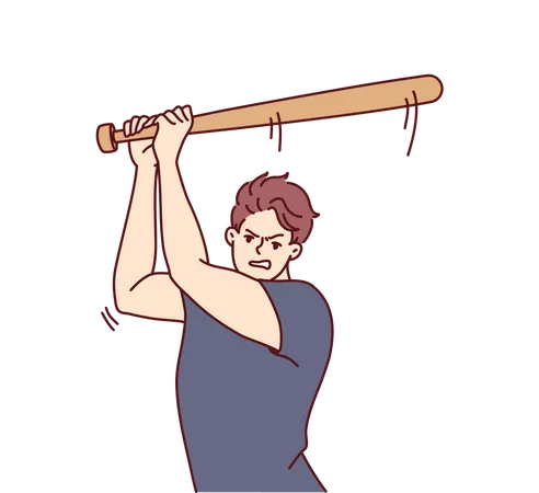 Man hitting with basebat  Illustration