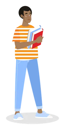 Young Man Standing And Reading Book Concept The Person Read In Library Guy Study Isolated Vector Illustration In Cartoon Style Illustration