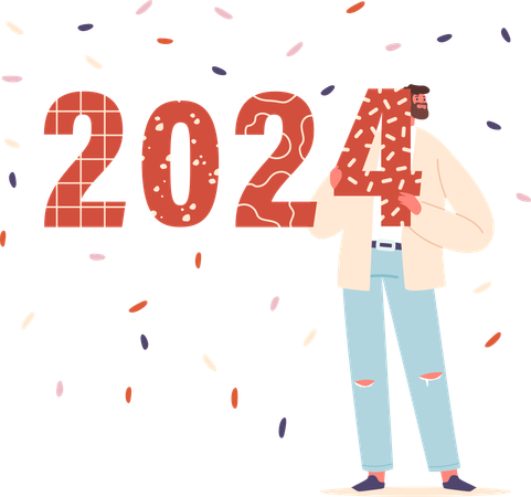 Man hold numbers 2024  Illustration