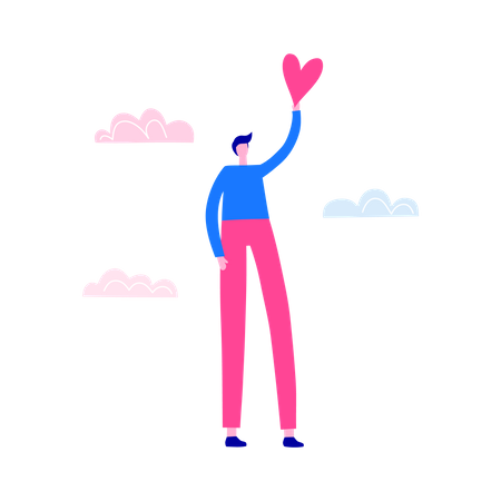 Man holding a heart  Illustration