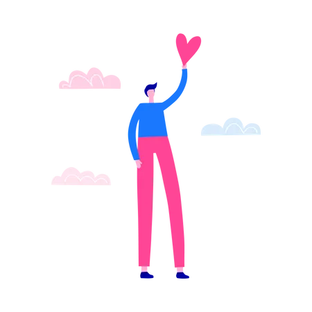 Man holding a heart  Illustration