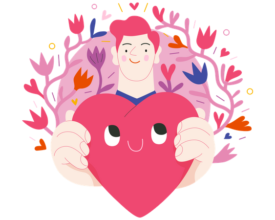 Man holding a heart  Illustration