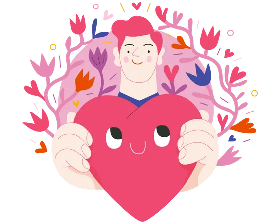 Man holding a heart  Illustration