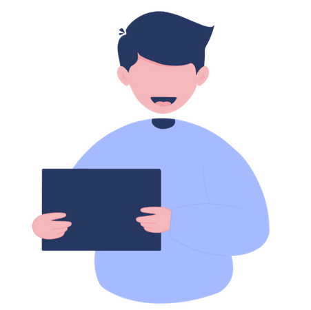 Man holding a tablet  Illustration