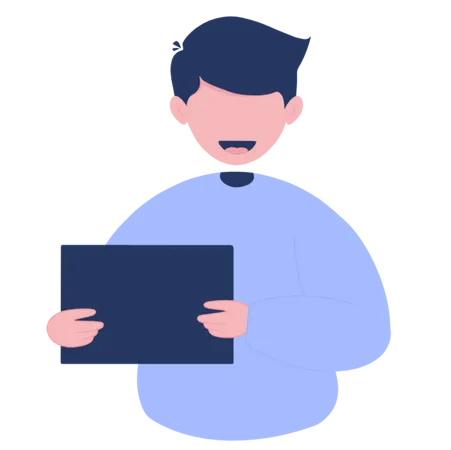 Illustration Of Holding A Tablet Illustration