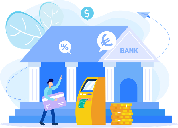 Man holding atm card for money transaction  Illustration