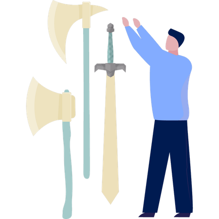 Man holding axes  Illustration