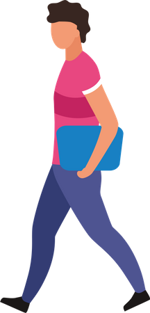 Man holding bag in hand while walking  Illustration