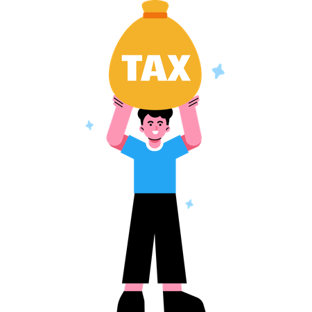 Man holding bag of tax  Illustration