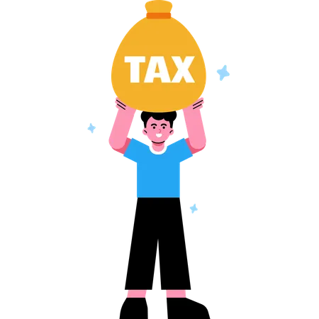 Man holding bag of tax  Illustration