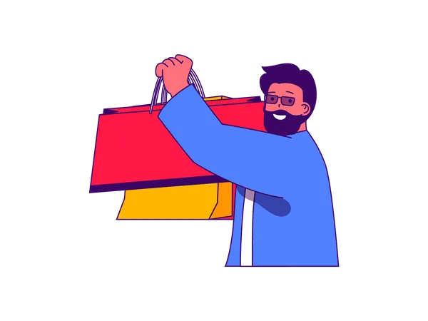 Man holding bags Illustration