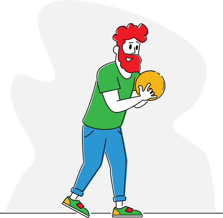 Man Holding Ball Prepare to Throw Hit Pins  Illustration
