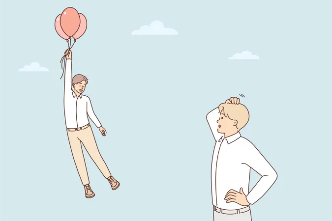 Man holding balloon  Illustration