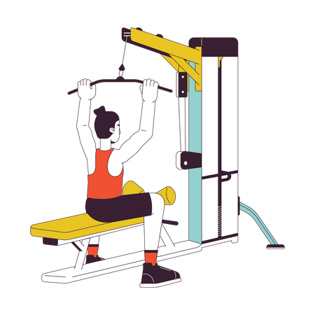 Man holding bar on lat pulldown machine  Illustration