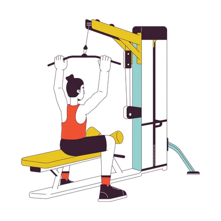 Man holding bar on lat pulldown machine  Illustration