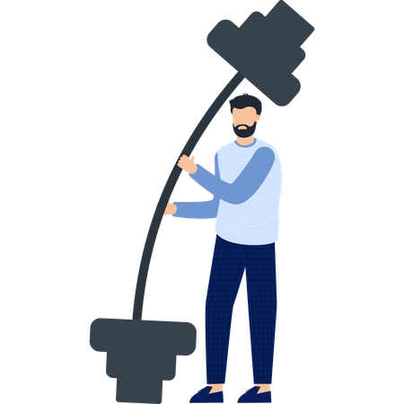 Man Holding Barbell Fitness bell  Illustration
