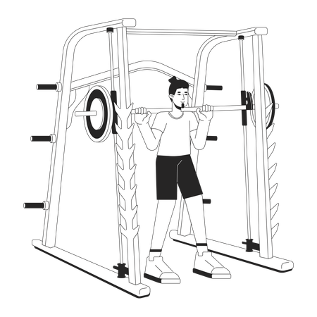Man holding barbell in smith machine  Illustration